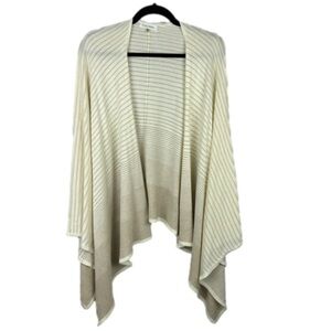 Calvin Klein Classic Striped Ombre Shawl Wrap One Size White Beige